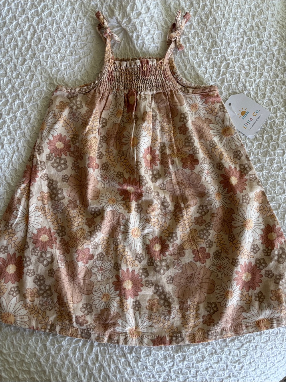 Little Co. Floral Smocked Sundress - Pink & Cream